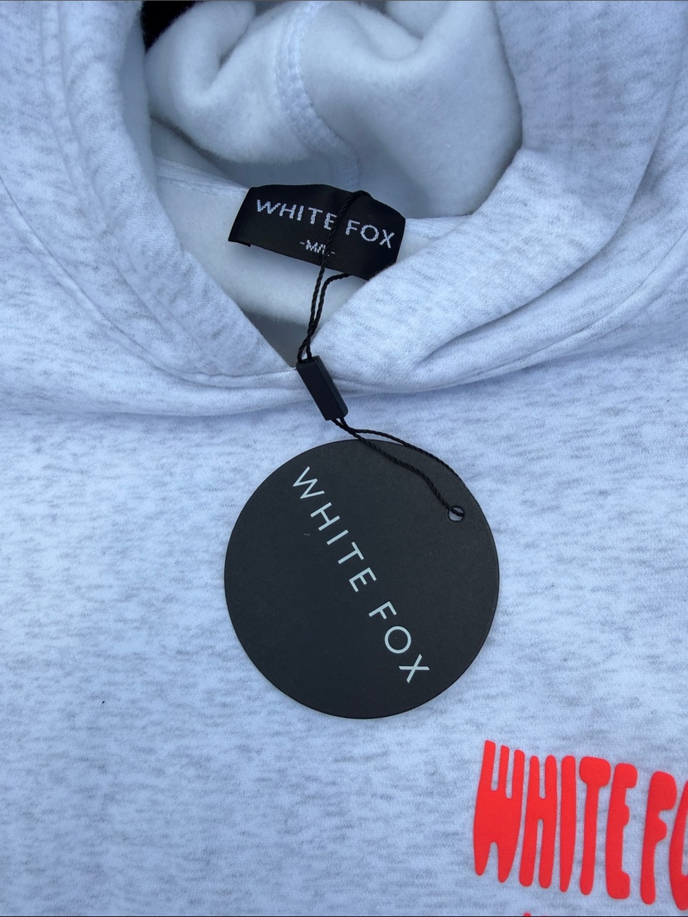 White Fox Boutique Gray Hoodie with Neon Coral Back Graphic - Picture 8 of 15